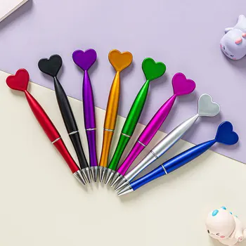 1000шт 0,5 мм Поворотная Шариковая ручка Kawaii Love Heart Decoration Pen Нейтральная ручка, Милые Письменные принадлежности для школьников, Подарок