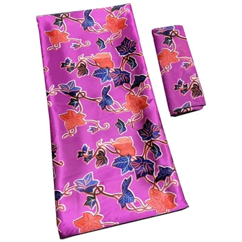 4 + 2 Ярда африканской атласной шелковой ткани с тюлевым кружевом, мягкая лента, Атласные ткани, Нигерийское женское платье, материал для одежды