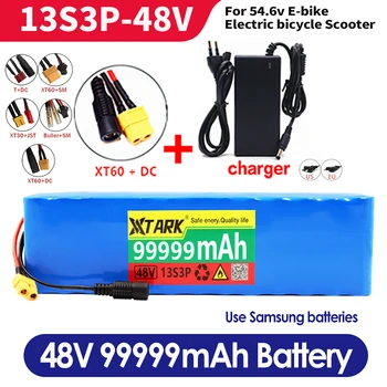 48V 100Ah 1000w 13S3P XT60 48V Литий-ионный аккумулятор 100000mah Для 54,6 v E-bike Электрический велосипедный Скутер с BMS + зарядным устройством