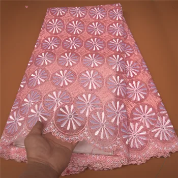 5 Ярдов Африканской французской кружевной ткани Высококачественная Сетчатая Кружевная ткань С вышивкой бисером из блесток Для Свадебной части PS021902
