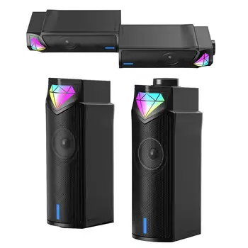 Bluetooth Динамик Hi-Fi Стерео Аудио Сабвуфер, 2 способа подключения светодиодной подсветки RGB, встроенный микрофон, Мощные динамики