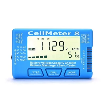 CellMeter 8 ЖК-Цифровой Тестер Емкости Аккумулятора 2-8 S Servo Battery Tester с Подсветкой для Li-Po Li-lon NiCd NiMH Аккумулятора