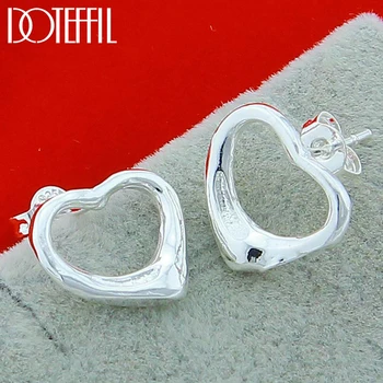 DOTEFFIL, серьги-гвоздики в форме сердца из стерлингового серебра 925 пробы для Женщин, Свадебные обручальные Модные Вечерние очаровательные ювелирные изделия