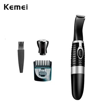 Kemei Мужской Электрический Триммер для Паха, Триммер для удаления волос на лобке, Машинка для стрижки тела, Эпилятор Бикини, Бритва на батарейках типа АА