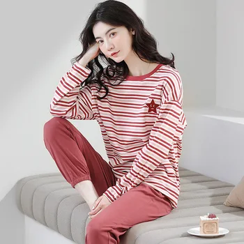 SUO & CHAO 2023 Новые Пижамные комплекты с мультяшным принтом Для Женщин, Свободные Повседневные пижамы, Ночная рубашка из 2 предметов, Одежда для сна, Домашняя одежда