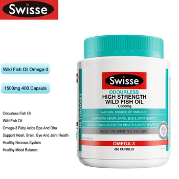 Swisse Высокопрочный Рыбий Жир без Запаха 1500 мг 400 Капсул Жирных кислот Omega3 EPA DHA Сердце Мозг Суставы Здоровье Глаз Зрение