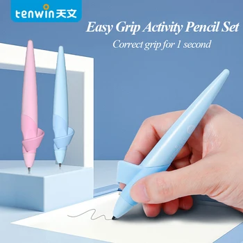 TENWIN, Набор карандашей для упражнений с легким захватом, синий/розовый/серый, Klds, Правильный захват, Практика Письма, принадлежности для детей младшего школьного возраста