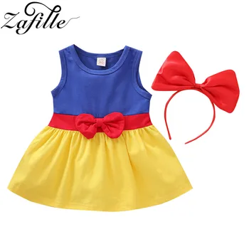 ZAFILLE/ Белоснежное платье для девочек с лентой для волос и бантом, платье для девочек, Детская одежда, детские платья принцессы, праздничный костюм