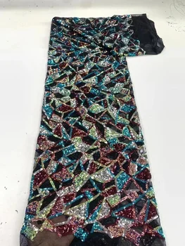 Африканская Роскошная Кружевная ткань с пайетками 2023, Высококачественная французская вышивка, Тюль, Кружевная ткань, материал для Нигерийского свадебного платья