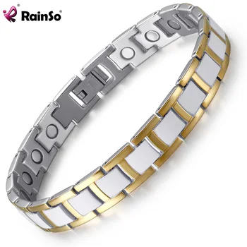 Браслеты Rainso Для женщин, модный браслет из нержавеющей стали, биоэнергетические магнитные браслеты, домашняя цепочка 21,5 см, ювелирные изделия