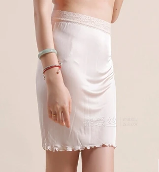 Женская шелковая трикотажная кружевная юбка с декором в виде бюста, шелковая комбинация, базовая нижняя юбка, половинная комбинация
