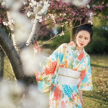 Женское Традиционное Кимоно в Японском стиле, Винтажное Длинное платье, Классический Халат Юката, Костюм для Косплея, одежда для фотосъемки