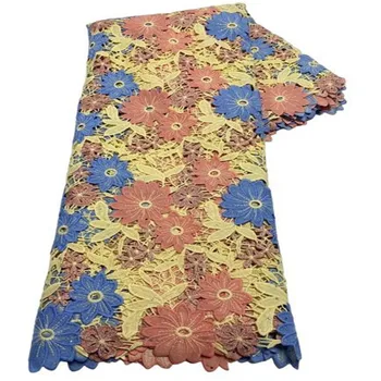 Многоцветная Африканская Кружевная Ткань с Французскими Камнями 2023, Высококачественный Водорастворимый Кружевной Материал Для Новобрачных В Нигерийском Стиле, Свадебное Платье