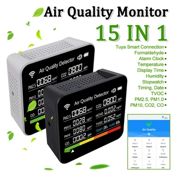 Монитор качества воздуха 15 в 1, детектор углекислого газа, детектор формальдегида CO2, многофункциональный, сверхточный для домашнего хозяйства