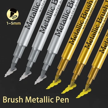 Набор металлических ручек-маркеров цвета: золотистый, серебристый, перманентные художественные маркеры, иллюстрации художника, ремесла, ткань для скрапбукинга