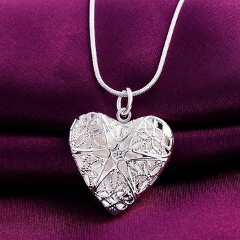 Новое ожерелье из стерлингового Серебра 925 пробы с романтическим рисунком в виде сердца, фоторамка, подвеска Для женщин, Праздничный подарок, модные вечерние свадебные украшения