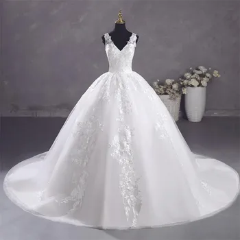 Чисто Белые Свадебные платья, Летнее Новое Элегантное Бальное платье с V-образным вырезом, Классическое Кружевное Vestido De Noiva, Большие размеры, Robe De Mariee 2023